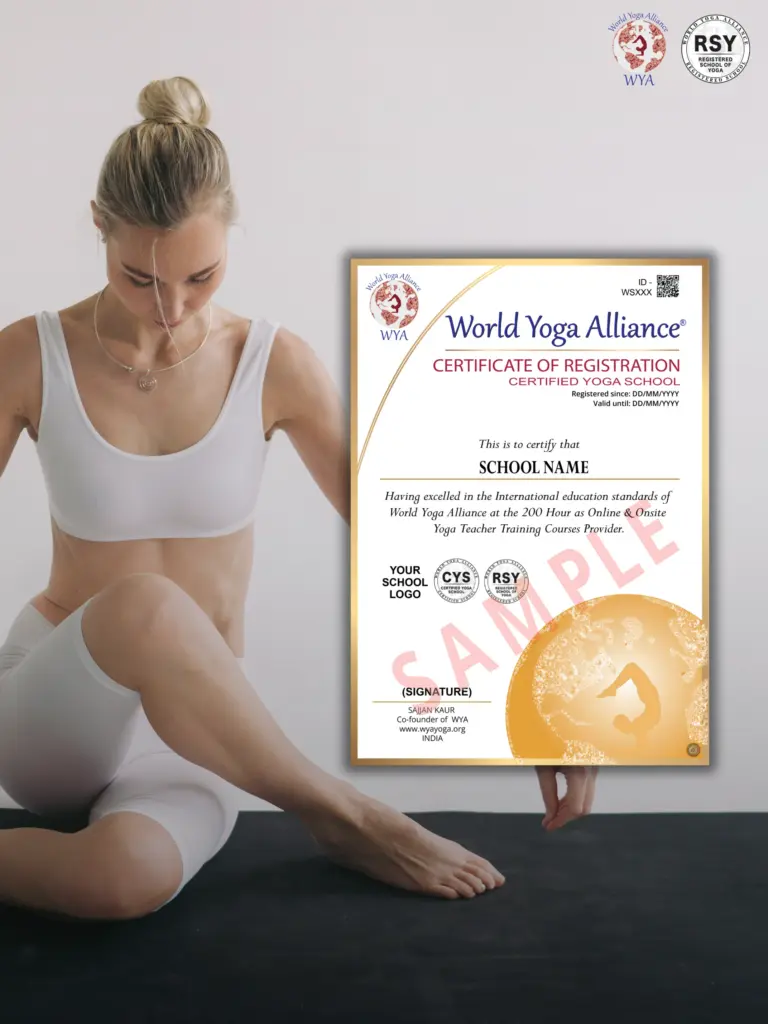 WYA Annual License issued by World Yoga Alliance confirming official registration and global yoga certification compliance