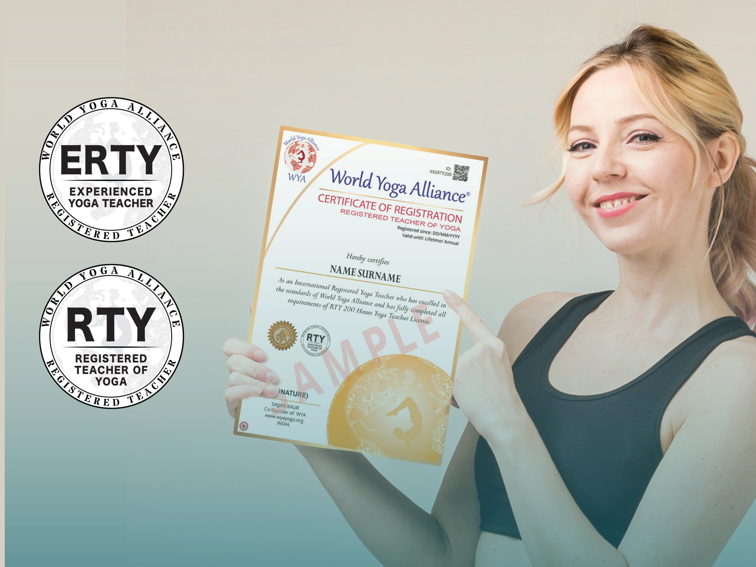 Yoga teacher completing registration with World Yoga Alliance