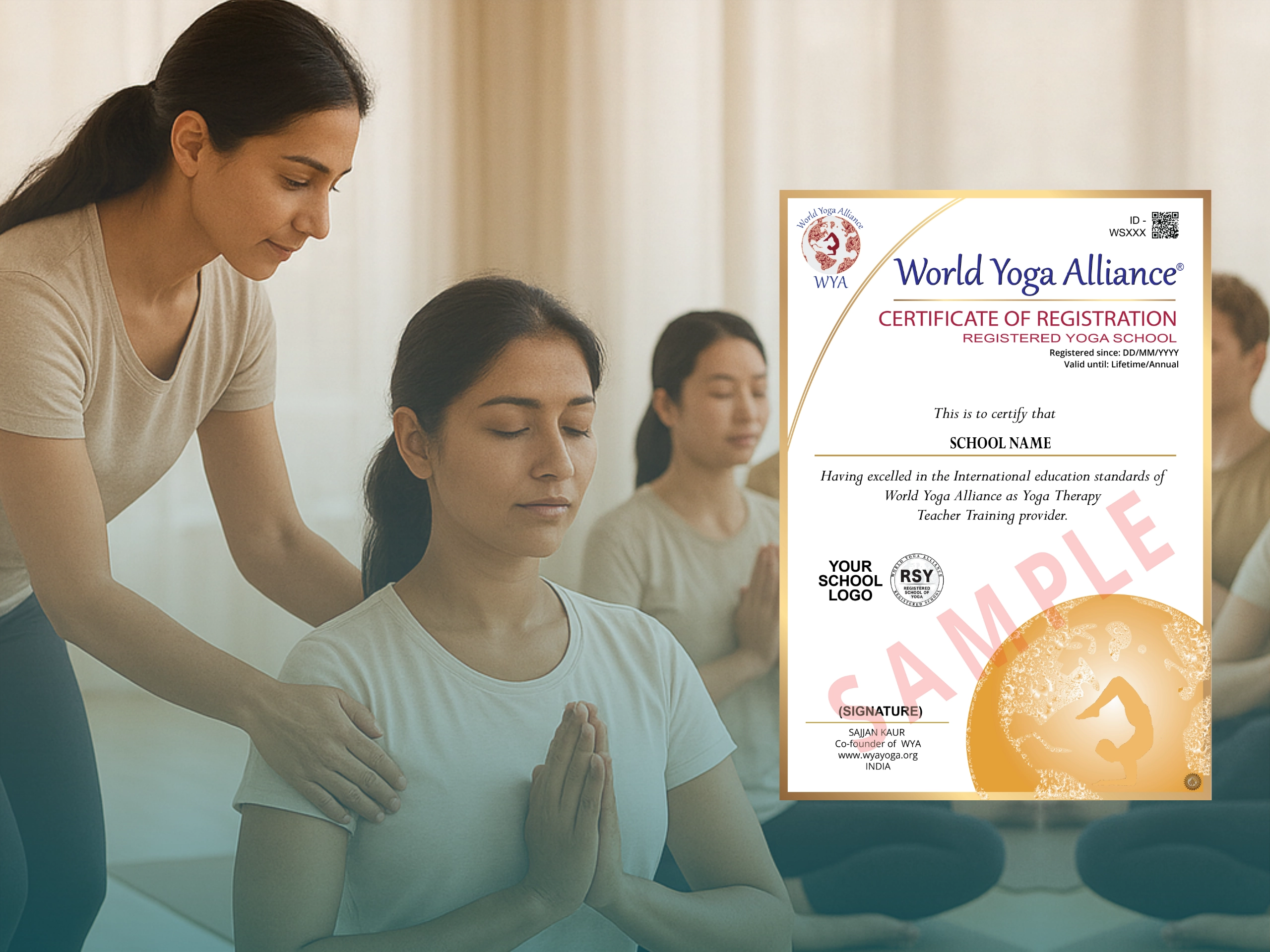Registered Yoga School (RSY) certification by World Yoga Alliance for accredited yoga institutions