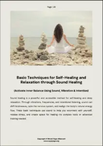 Person practicing self-healing meditation with sound healing bowls, mindfulness, and calming holistic wellness environment.