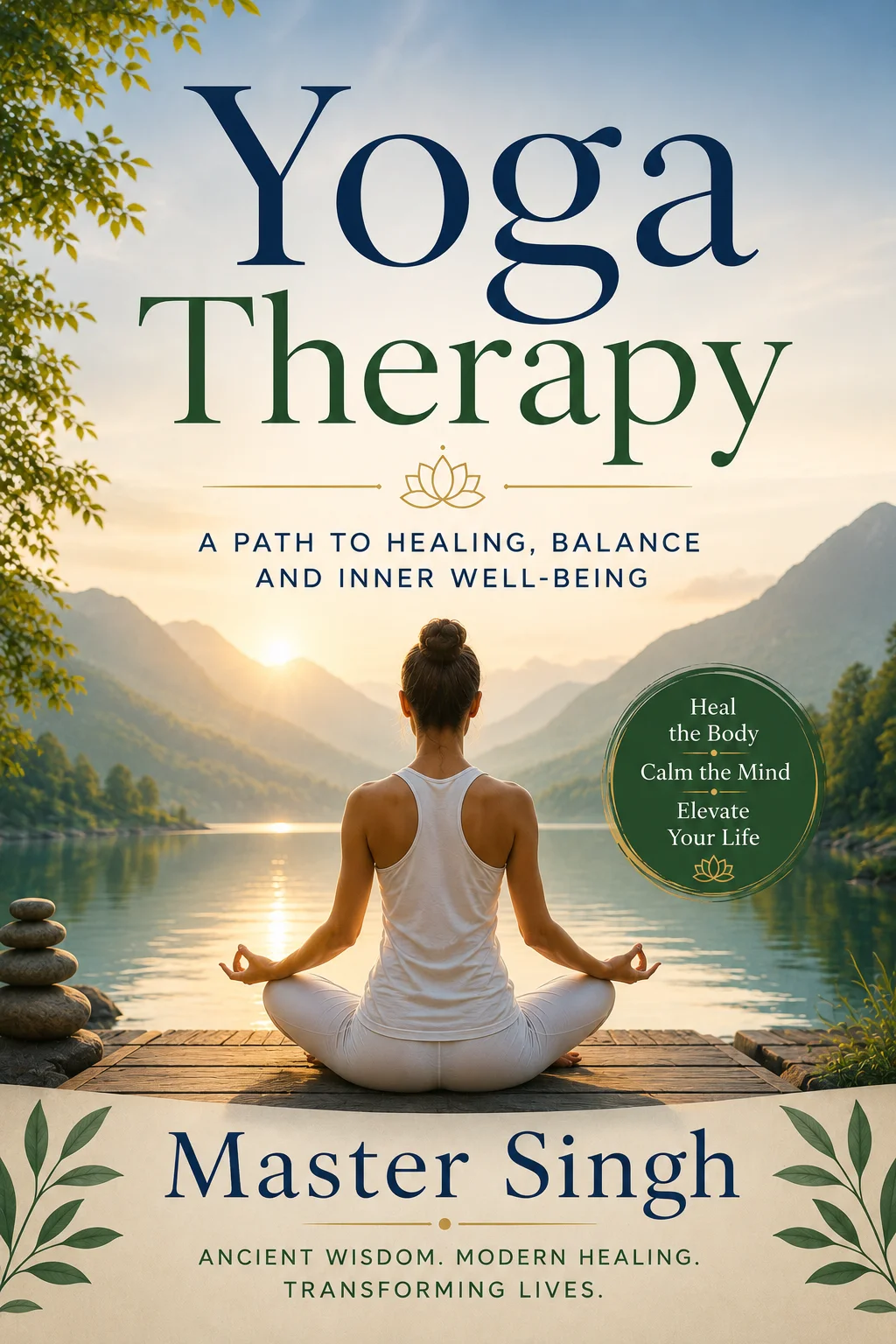 Yoga Therapy book cover for natural healing, wellness, Ayurveda, mindfulness, and healthy lifestyle practices